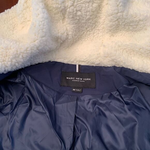 Marc  New York faux shearling lined hooded puffer coat size M - Picture 4 of 14
